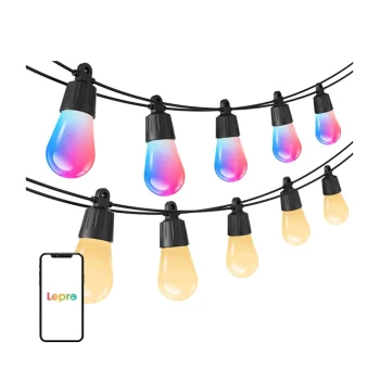 Išmanioji lauko LED lempučių girlianda Lepro ZB1-15 Wi-Fi RGB+IC, 15 m