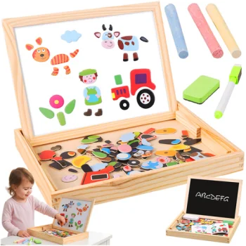 Kruzzel 25637 Double-Sided Magnetic and Chalk Educational Board