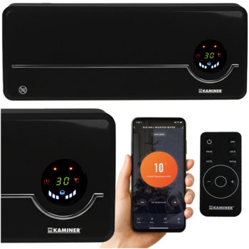 Sieninis oro užuolaidos šildytuvas Kaminer Airo 2000W su WiFi, juodas