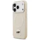 Karl Lagerfeld dėklas iPhone 17 Pro telefonui Karl Pin MagSafe, smėlio spalvos