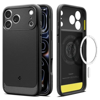 Spigen Rugged Armor Mag dėklas iPhone 17 Pro telefonui su MagSafe, juodas