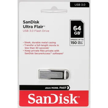 USB atmintinė SanDisk Ultra Flair 64 GB USB 3.0 iki 150 MB/s