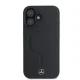 Mercedes-Benz dėklas iPhone 16 telefonui, Plain Smooth Leather MagSafe, juodas