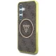 Guess 4G Glitter Triangle Buttons MagSafe dėklas Samsung Galaxy S25, rudas