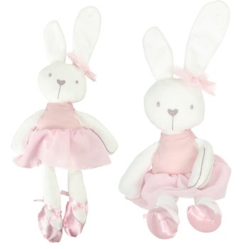 Plush Toy Bunny in a Pink Dress, 42 cm
