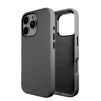 Silikoninis dėklas Puro Icon Mag Pro MagSafe skirtas iPhone 16 Pro, tamsiai pilkas