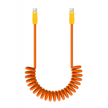 Newell USB-C į USB-C laidas 100 W, 1,5 m, spiralinis, oranžinis-geltonas