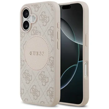 Guess 4G Circle Classic Logo MagSafe Case for iPhone 17, Pink