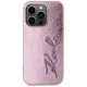 Karl Lagerfeld dėklas iPhone 15 Pro Max telefonui Wrinkled Metal Signature, rožinis