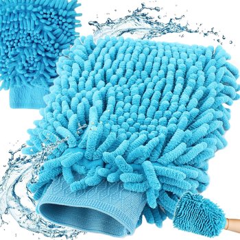 Double-Sided Microfiber Car Wash Mitt, Blue