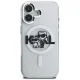 Karl Lagerfeld IML Glitter Karl & Choupette Sketch Logo MagSafe dėklas iPhone 16, skaidrus