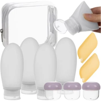 Trizand 00024337 Travel Toiletry Bag with Bottles, Transparent