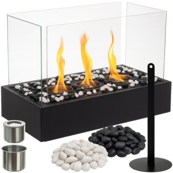 Kaminer 00026318 pastatomas biožidinys su stiklo sienelėmis, 45cm, juodas