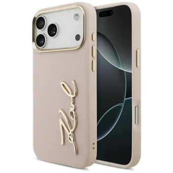 Karl Lagerfeld Karl Script Logo dėklas iPhone 17 Pro Max, rožinis