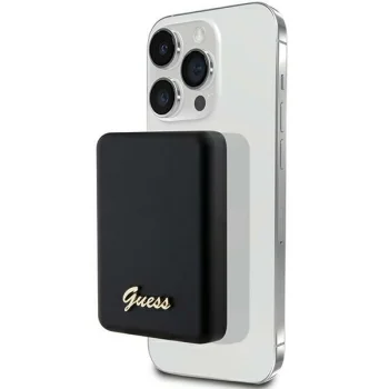 "Guess Metal Script Logo" išorinė baterija su MagSafe, 3000 mAh, juoda