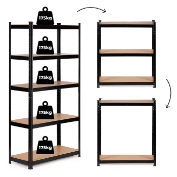 Modernhome Sandėliavimo lentyna, 5 lentynos, 180x90x40 cm, metalas/MDF