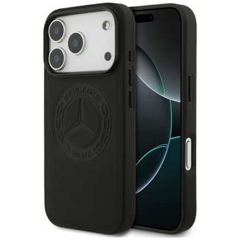 Mercedes Leather Vintage Logo MagSafe dėklas iPhone 17 Pro telefonui, juodas