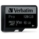 Verbatim Pro microSDXC 128GB UHS-I U3 Class 10 atminties kortelė su adapteriu