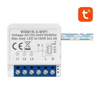 Išmanusis jungiklio modulis Avatto WSM16-W3 WiFi TUYA, 3 kanalų