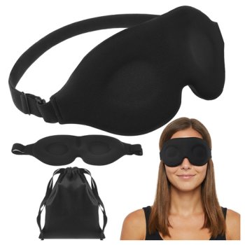 Ruhhy 3D Sleep Mask with Memory Foam, Black
