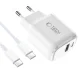 Tech-Protect NCA30 PD 30W QC3.0 USB-A / USB-C Wall Charger + USB-C Cable 100cm - White