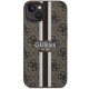 Guess iPhone 14 Plus dėklas 4G Printed Stripes MagSafe, rudas