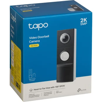 Tapo D235 Smart Video Doorbell, 2K 5MP, White/Black
