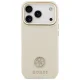 Guess Grained Strass Logo MagSafe dėklas iPhone 17 Pro telefonui, smėlio spalvos