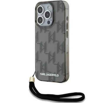Karl Lagerfeld dėklas iPhone 15 Pro telefonui su viršele, juodas
