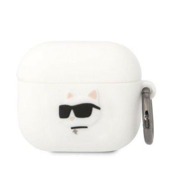 Karl Lagerfeld Silicone Choupette Head 3D dėklas AirPods 3 ausinėms, Baltas