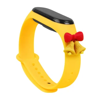 Kalėdinis dirželis Xiaomi Mi Band 3 / 4 - Varpeliai, geltonas