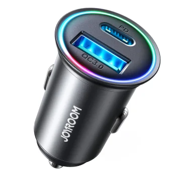 Joyroom JR-CCN04 mini automobilinis įkroviklis 60W USB-A USB-C - juodas