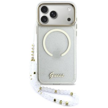 Guess IML Glitters Script Strap MagSafe Phone Case Cover iPhone 17 Pro Max - Clear