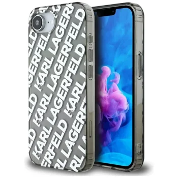 Karl Lagerfeld IML Repeat Logo dėklas iPhone 16e, sidabrinis