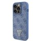 Guess Leather 4G Triangle Strass dėklas iPhone 15 Pro, mėlynas