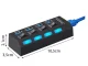 USB šakotuvas 4x USB 3.0 su jungikliais, juodas