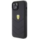 Ferrari dėklas iPhone 15 Plus telefonui Quilted Metal Logo, juodas
