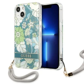 Guess iPhone 13 Case Flower Strap Green