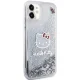 Hello Kitty dėklas iPhone 11 / XR telefonui Liquid Glitter Charms, sidabrinis