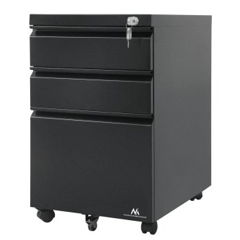 Maclean MC-850 metalinė spintelė po stalu su užraktu, juoda