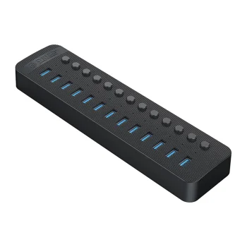 Orico CT2U3-13AB 13 prievadų USB-A 3.0 šakotuvas su jungikliais, juodas