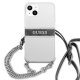 Skaidrus „Guess“ 4G Gray Strap Silver Chain dėklas „iPhone 13 mini“