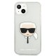 Karl Lagerfeld iPhone 13 mini dėklas Glitter Karl\'s Head, sidabrinis