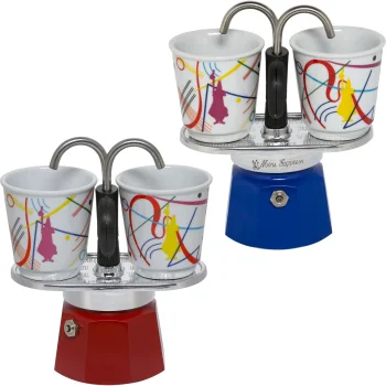 Bialetti Mini Express Kandinsky moka kavinuko rinkinys su 2 puodeliais