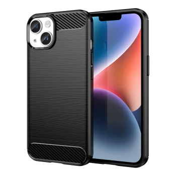 Carbon Case for iPhone 14 Plus flexible TPU cover black