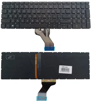 HP Pavilion 15-CX, 15-DS klaviatūra su apšvietimu, US, juoda