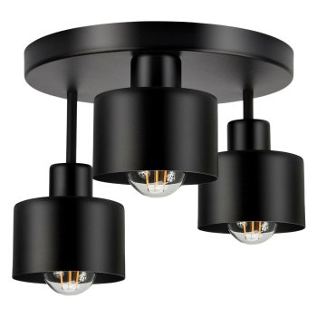 Industrial 3-Light Ceiling Pendant Light Fixture with E27 Sockets, Black