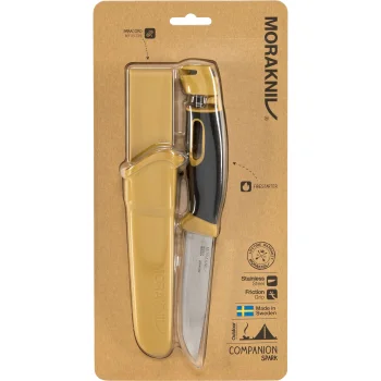 Morakniv Companion Spark turistinis peilis su skeltuvu, geltonas