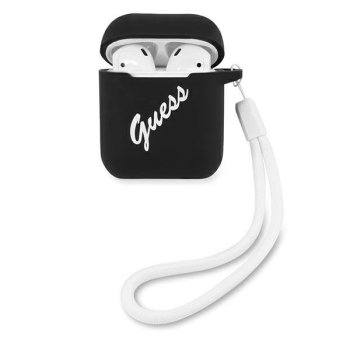 „Guess Silicone Vintage“ dėklas „Apple AirPods“, juodas/baltas