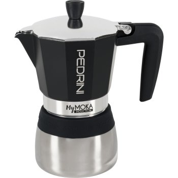 Pedrini MyMoka Induction kavinukas, 6 puodeliai, sidabrinis/mėlynas